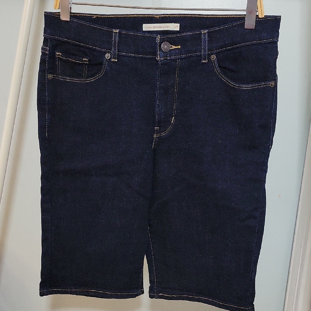 Levi Strauss Classic Long Bermuda Dark Blue Jean Shorts